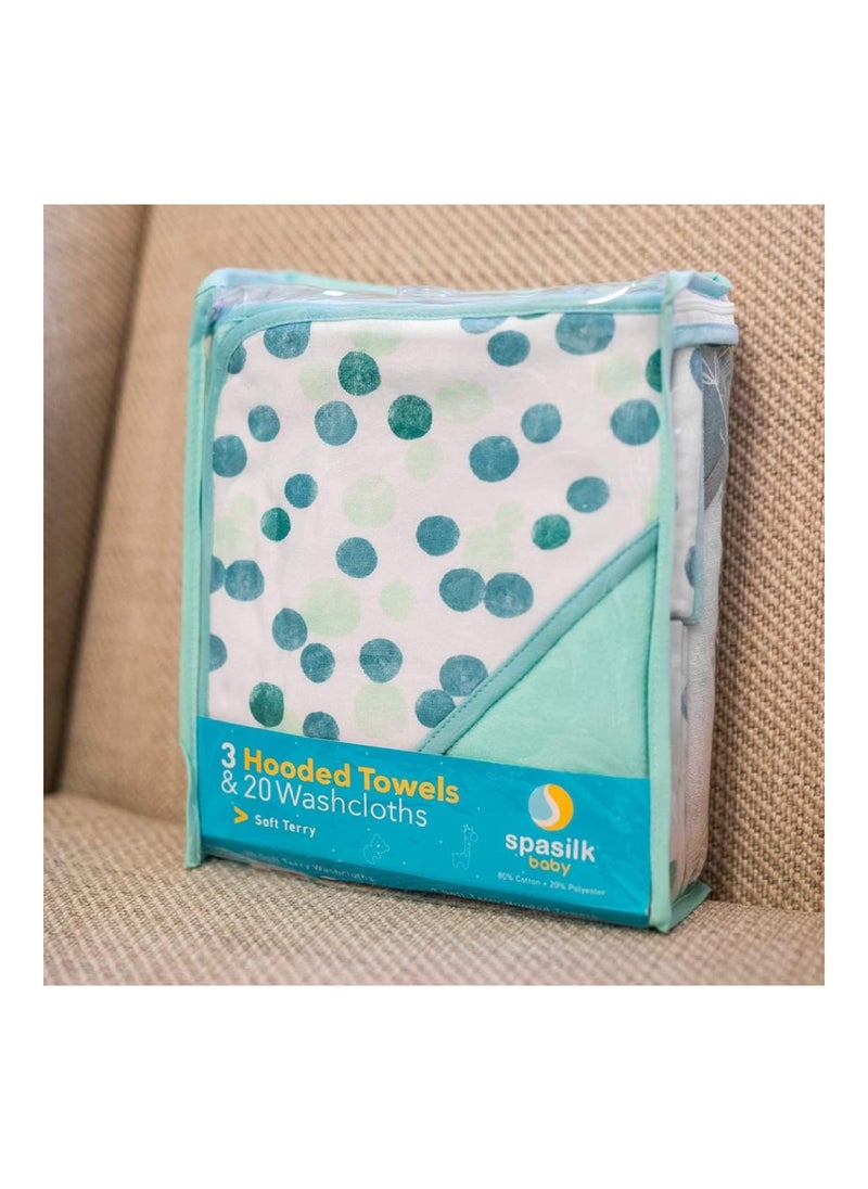 Spasilk Pack Of 23 Spasilk Bath Hooded Towels And washcloths Set For Babies  - Image 3