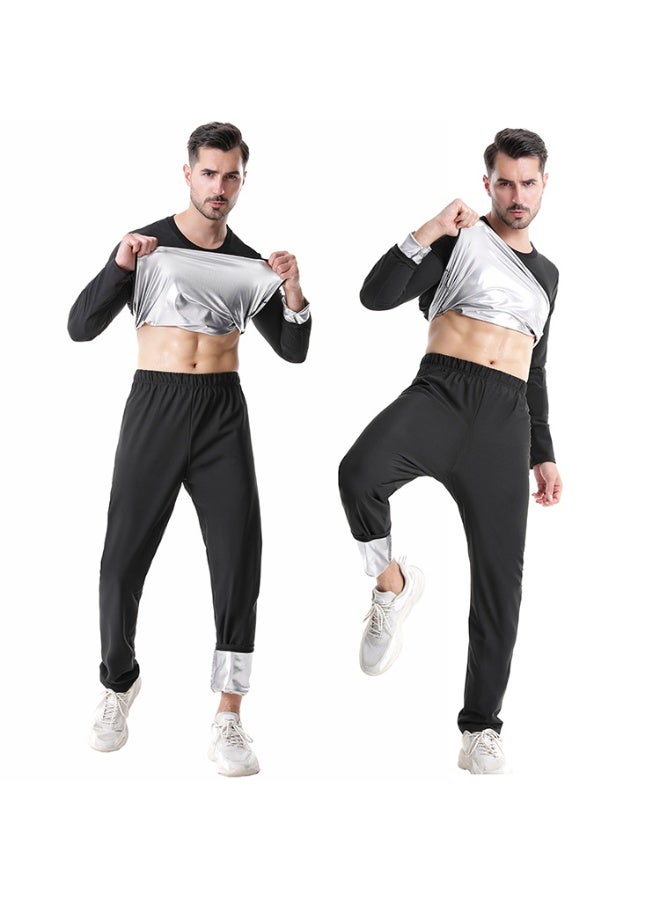 YS Sauna Suit Set for Men, Long Sleeve + Pants, Burn More, Sweat More, Sweat Enhancing Workout Outfit for Weight Loss - Image 5