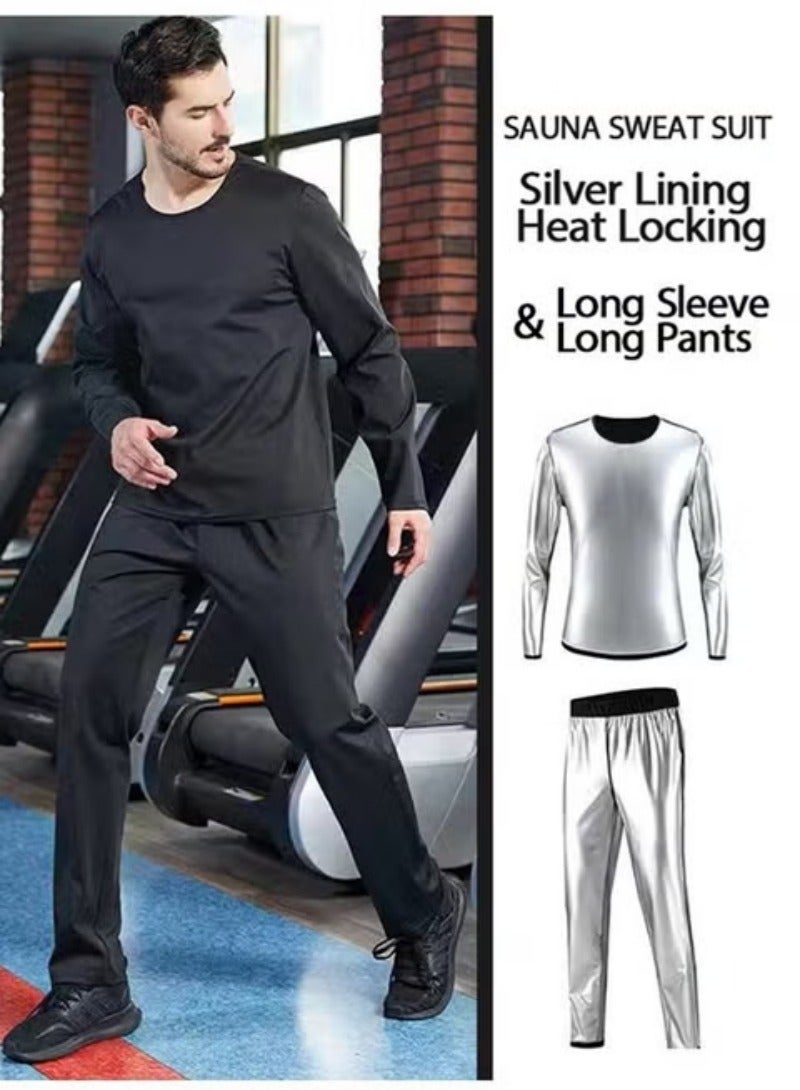 YS Sauna Suit Set for Men, Long Sleeve + Pants, Burn More, Sweat More, Sweat Enhancing Workout Outfit for Weight Loss - Image 1