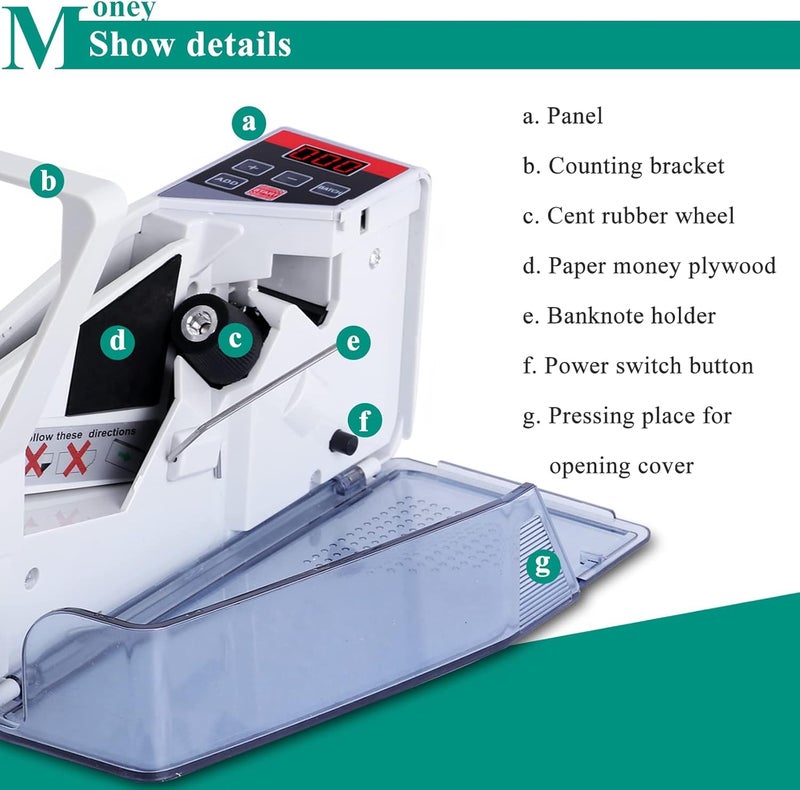 COI Portable Note Counting Machine | Mini Currency Bill Counter with LED Display, Dual Power (Adapter/AA Battery), ADD & Batch Functions | Fast Money Counter for Shops, Offices & Small Businesses - Image 2