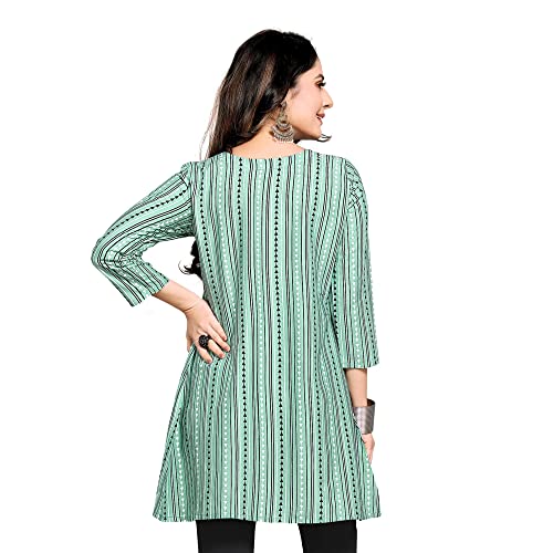 Shiv Textiles Rayon Fabric Printed Round Neck Short Kurtis for Women Top Dresses Kurti for Ladies & Girls Kurtis (Pista_3XL) - Image 4