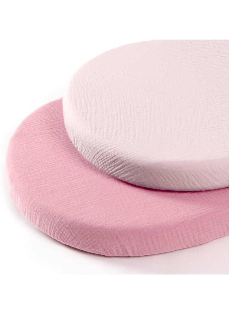 Generic Baby Muslin Bassinet Sheets: Cotton Bassinet Sheets Neutral for Boys and Girls - Fitted for Oval Rectangle or Hourglass (Light Pink & Soft Pink)  - Image 1