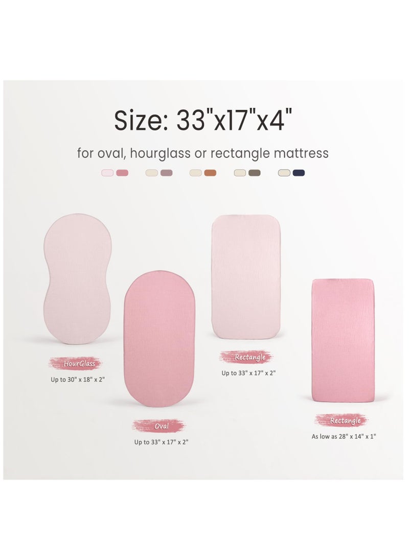 Generic Baby Muslin Bassinet Sheets: Cotton Bassinet Sheets Neutral for Boys and Girls - Fitted for Oval Rectangle or Hourglass (Light Pink & Soft Pink)  - Image 2
