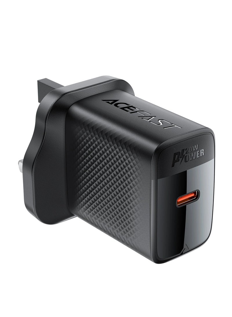Acefast A83 PD20W GaN 1 x USB-C UK Wall Charger Black - Image 1