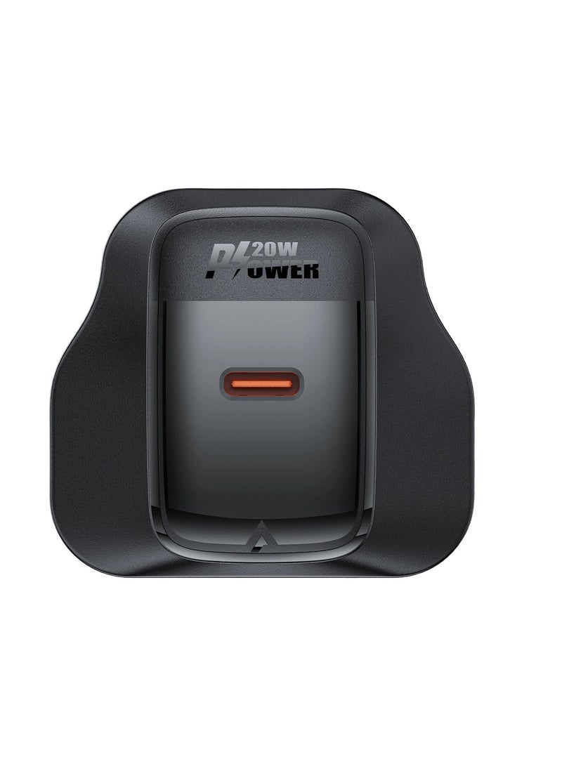 Acefast A83 PD20W GaN 1 x USB-C UK Wall Charger Black - Image 2