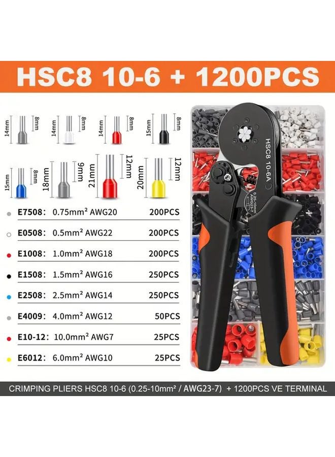 THSC8 10 6HC Ferrule Crimping Tool Set With 1200PCS Terminals Wire Stripper Pliers - Image 1