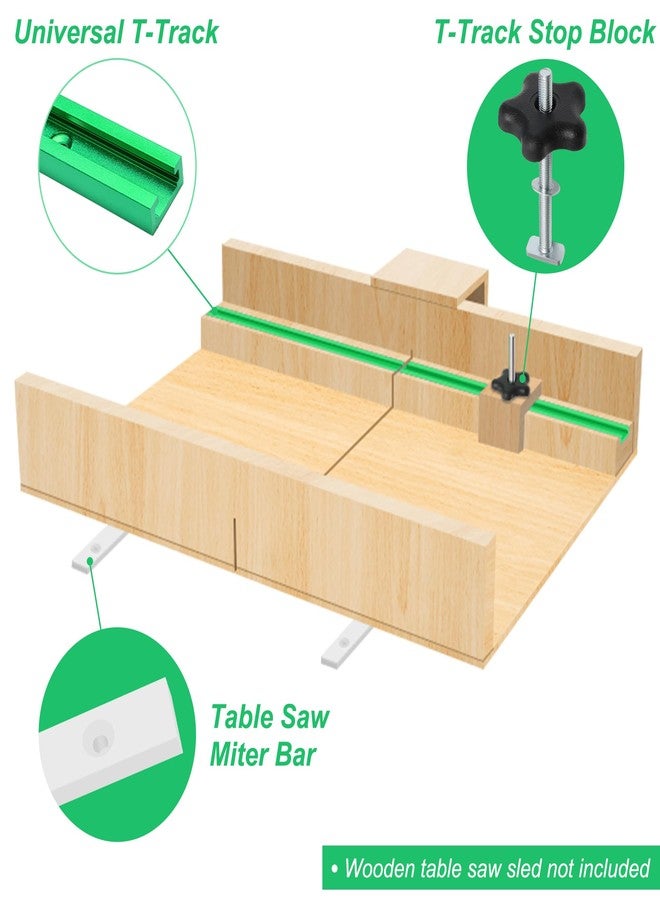 Catcan Crosscut Sled Kit for Table Saw, Catcan Table Saw Sled Kit Includes 2 Aluminum 12” T-Track, 2 UHMW 17” Miter Bars, Screws, Knob and Bolt for Tablesaw Woodworking - Image 3