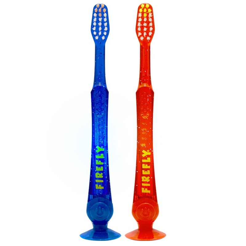 Firefly Light-Up Timer Kids Toothbrush with Suction Cup, Soft - 2 Count (Pack of 1), Assorted - Image 1