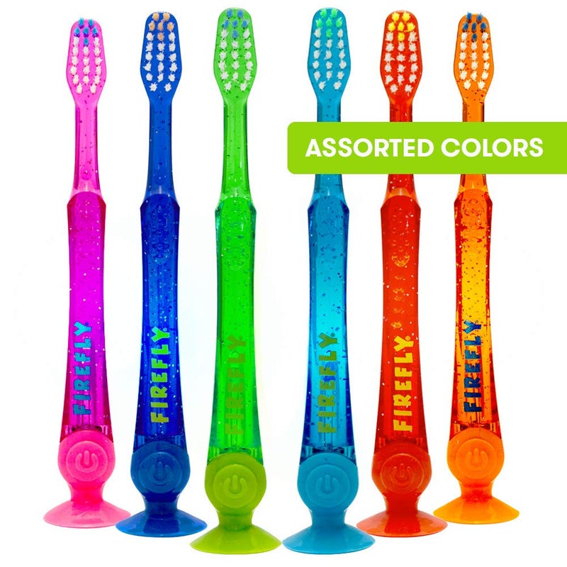Firefly Light-Up Timer Kids Toothbrush with Suction Cup, Soft - 2 Count (Pack of 1), Assorted - Image 2