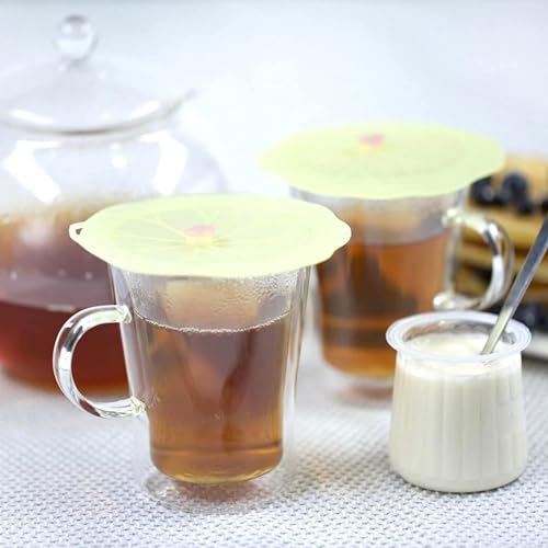 Charles Viancin - Set of 2 Lilypad 4” Silicone Drink Covers - Airtight Seal on Any Smooth-Rimmed Glass, Keep Drinks Cool or Hot, Protect from Winged Pests - BPA-Free - Oven, Freezer, Dishwasher Safe - Image 5