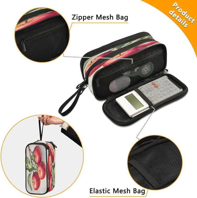 Pencil Case Large Capacity pencil case pouch 3 Compartment Pen Bag pen organizer with Zipper for Girl Boy School Office Apples - Image 2