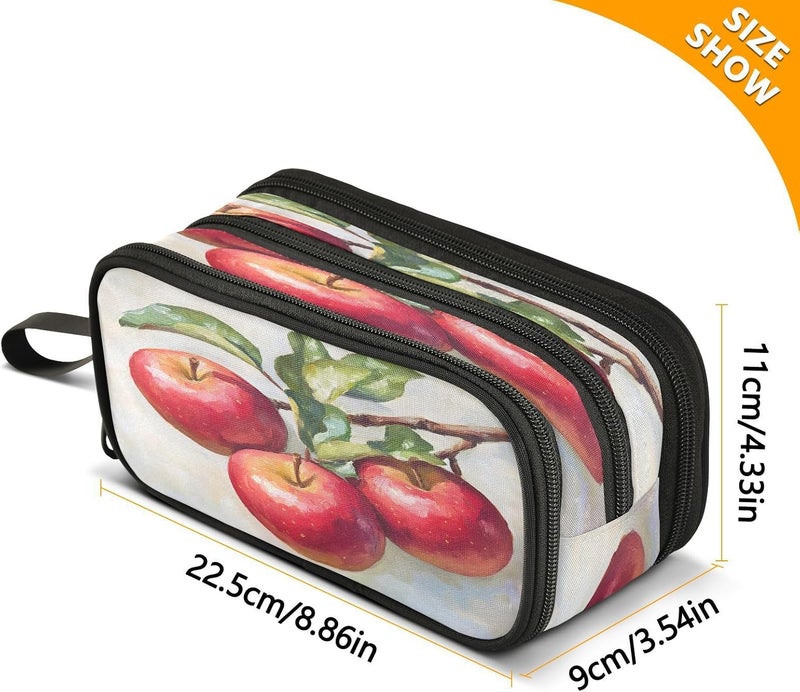 Pencil Case Large Capacity pencil case pouch 3 Compartment Pen Bag pen organizer with Zipper for Girl Boy School Office Apples - Image 3