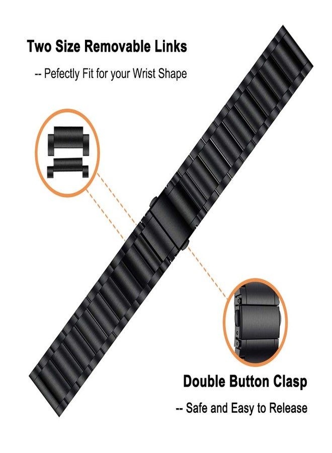 Yeejok Galaxy Watch 3 41mm Bands Leather+Metal for Men Women, Galaxy Watch Active 2 44mm Bands, 20mm Bands Replacement Compatible for Galaxy Watch Active 40mm, Gear Sport, S2 Classic-Black+Black - Image 2