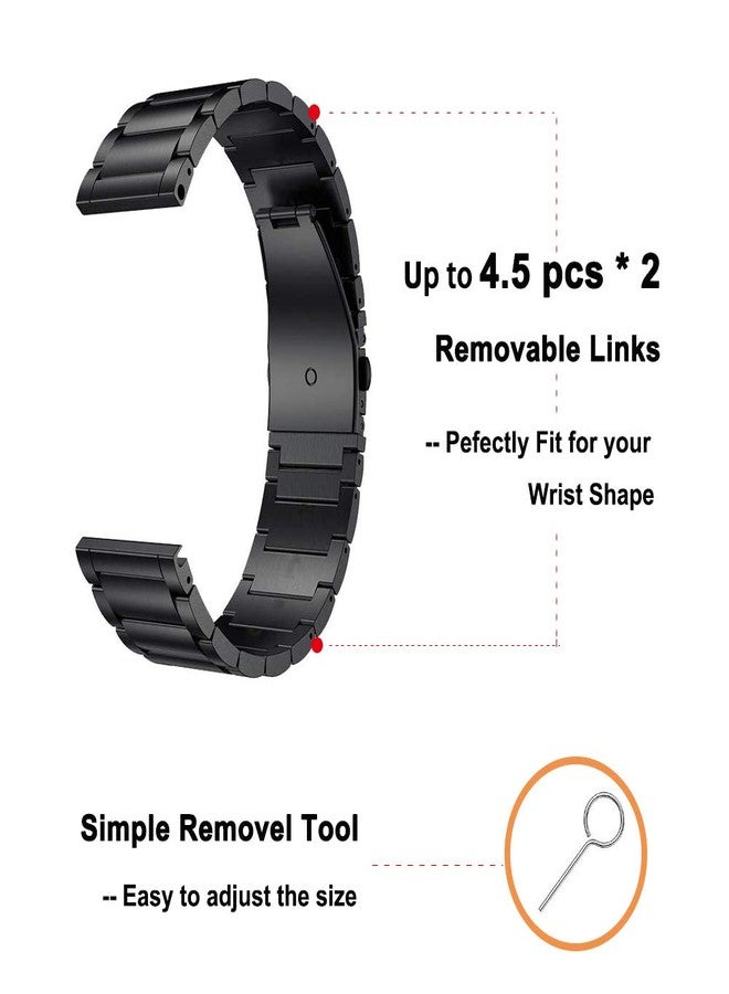 Yeejok Galaxy Watch 3 41mm Bands Leather+Metal for Men Women, Galaxy Watch Active 2 44mm Bands, 20mm Bands Replacement Compatible for Galaxy Watch Active 40mm, Gear Sport, S2 Classic-Black+Black - Image 3