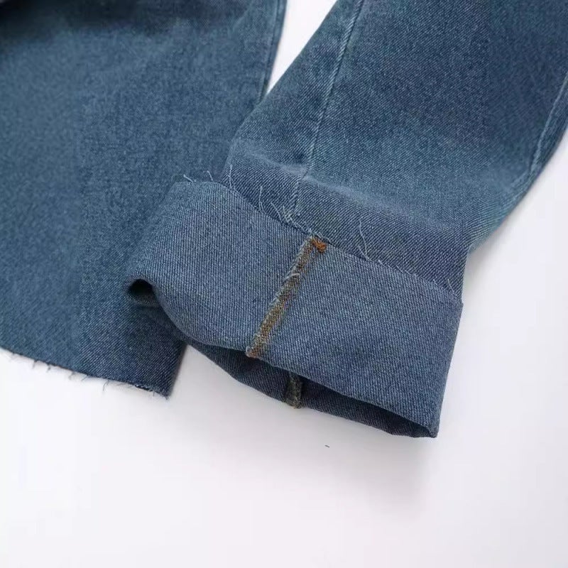Saw Independent Station Explosions Style Denim Jacket Coat Low Waist Pants - Image 5