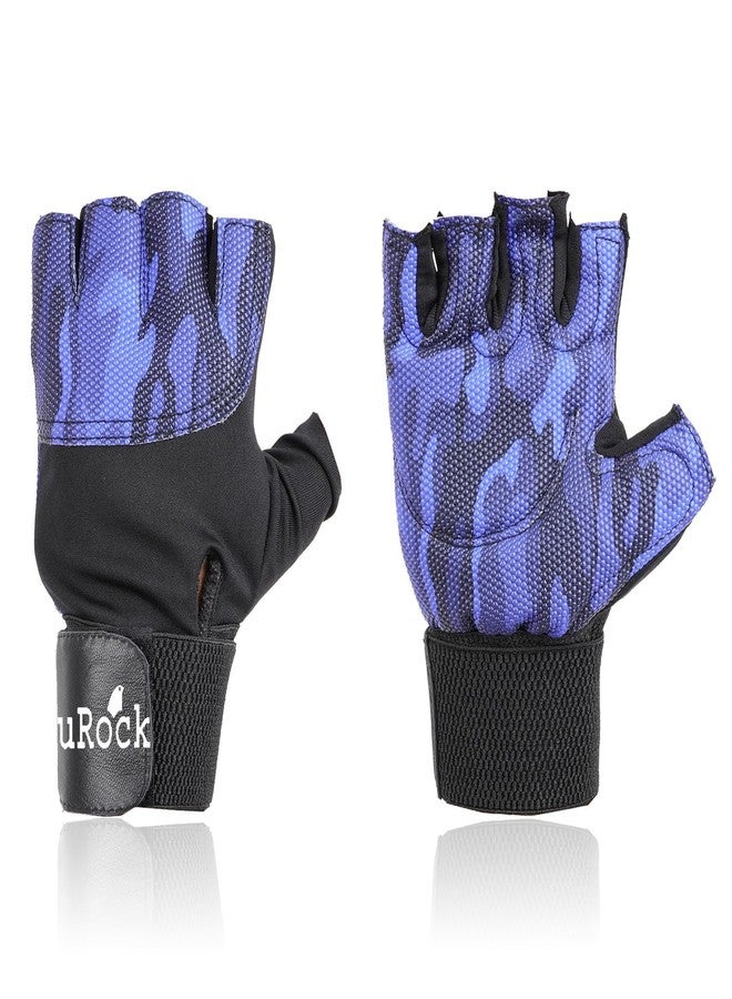 UROCK Fitness Exercise Workout Cycling Riding Weightlifting Gloves for Men & Women with Wrist Support Leather Padded Palm Support (Universal Size) (Blue) - Image 1