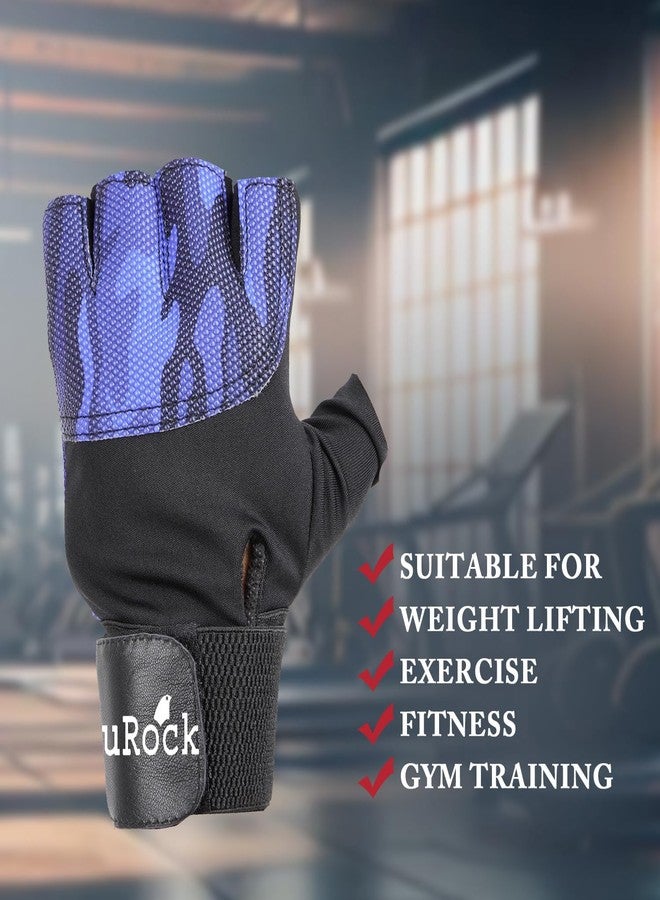 UROCK Fitness Exercise Workout Cycling Riding Weightlifting Gloves for Men & Women with Wrist Support Leather Padded Palm Support (Universal Size) (Blue) - Image 4