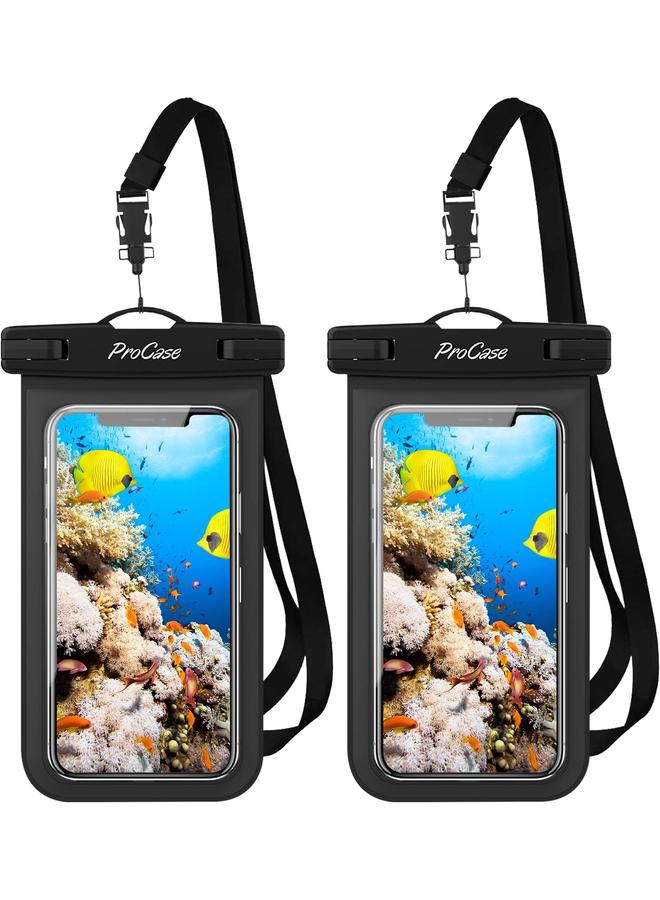 Procases 2 Pack Waterproof Phone Pouch Case Holder 7" Universal Underwater Cellphone Dry Bag For Iphone 15 14 13 Pro Max 12 11 Pro Max Xs Xr X 8 7 Galaxy S23 S22 S21 Pixel Beach Cruise Black - Image 1