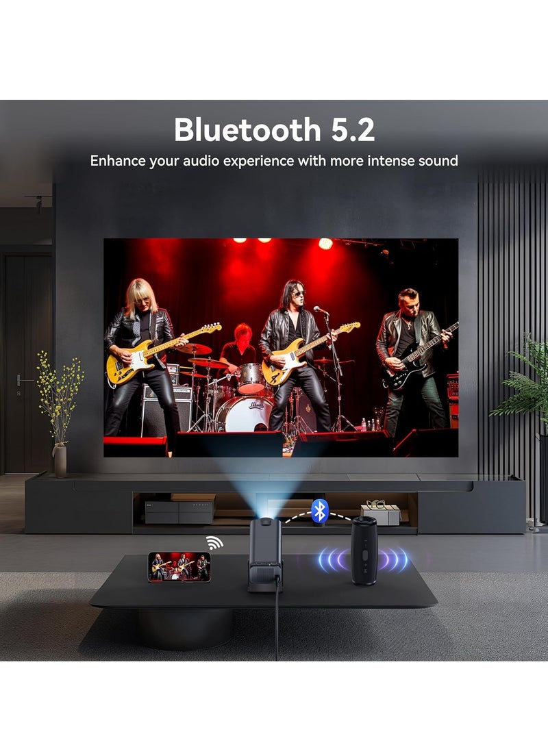 ELTRAZONE Smart 4K Mini Projector: 1080P, 10,000 Lumens, Android TV 11.0, and 180-Degree Rotation Short Throw (Black) - Image 4