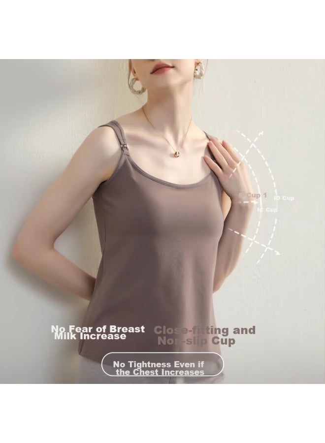 Fenye Nursing Camisole, No Bra Needed, Autumn And Winter Fleece-lined, With Chest Pads, For Pregnancy And Postpartum Breastfeeding, Size L - Image 2