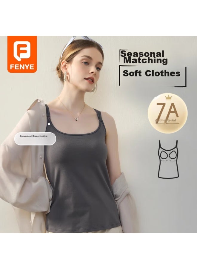 Fenye Nursing Camisole, No Bra Needed, Autumn And Winter Fleece-lined, With Chest Pads, For Pregnancy And Postpartum Breastfeeding, Size L - Image 1