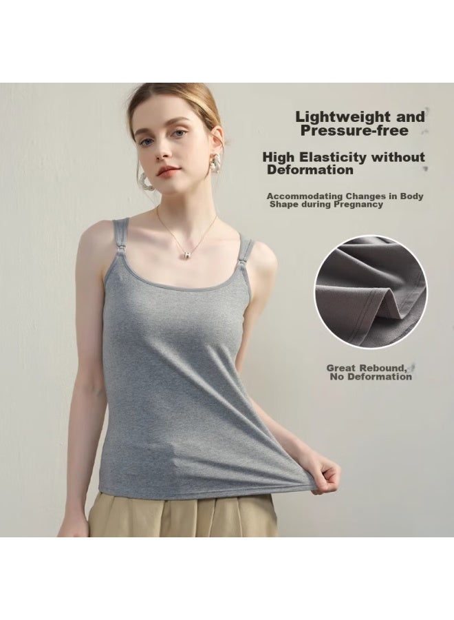 Fenye Nursing Camisole, No Bra Needed, Autumn And Winter Fleece-lined, With Chest Pads, For Pregnancy And Postpartum Breastfeeding, Size L - Image 3
