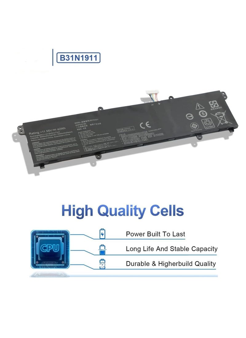 Zexen - B31N1911 C31N1911 Laptop Battery Compatible for ASUS VivoBook Flip K413EA K413FA K413FP S433EA S433FA TM420U TM420UA TP420UA TP470EA TP470EZ X413EA X413JA 11.55 42Wh - Image 1