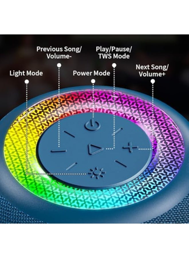 Mini Portable Bluetooth Speaker with 24-Hour Battery Life, LED Lights, TWS Stereo, TF Card Slot, Compact Design for Music Anytime, Anywhere - Image 3