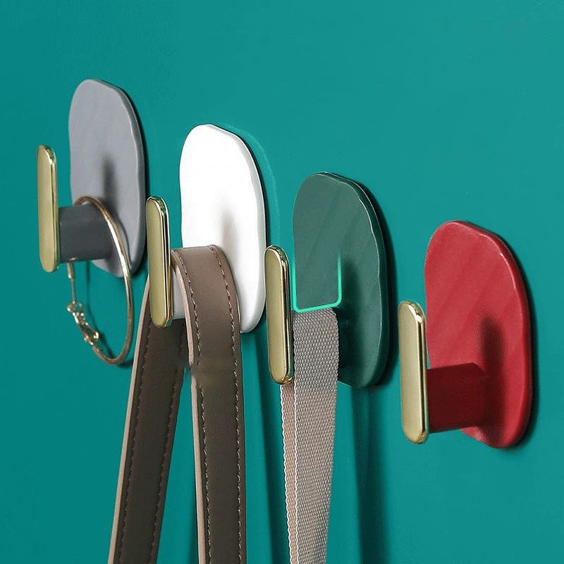 wolpin wolpin Designer Self Adhesive Wall Hooks Waterproof Adhesive Sticky Square Hooks Hanging Capacity 2 KG Max Multipurpose Home Storage Colorful Hook Pack of 4 Pcs  - Image 2