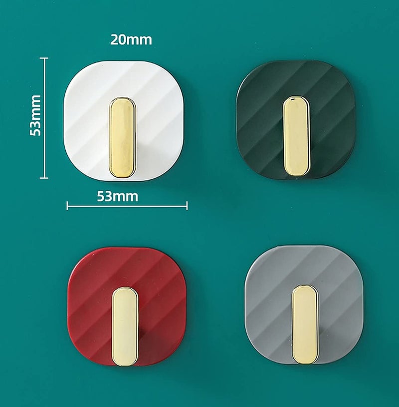 wolpin wolpin Designer Self Adhesive Wall Hooks Waterproof Adhesive Sticky Square Hooks Hanging Capacity 2 KG Max Multipurpose Home Storage Colorful Hook Pack of 4 Pcs  - Image 3