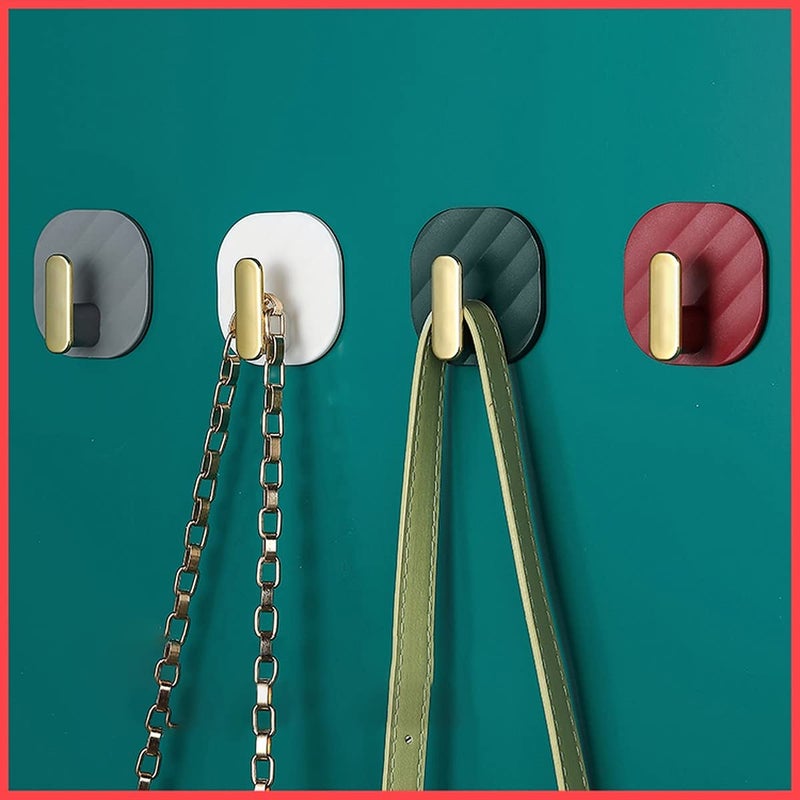 wolpin wolpin Designer Self Adhesive Wall Hooks Waterproof Adhesive Sticky Square Hooks Hanging Capacity 2 KG Max Multipurpose Home Storage Colorful Hook Pack of 4 Pcs  - Image 1