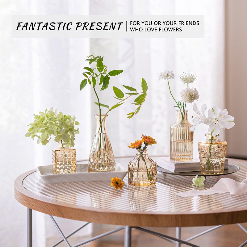 SUPMIND 24pcs Glass Bud Vase Set, Small Gold Amber Flower Vases for Centerpieces in Bulk, Mini Vintage Vase for Wedding, Home,Table Decoration - Image 5