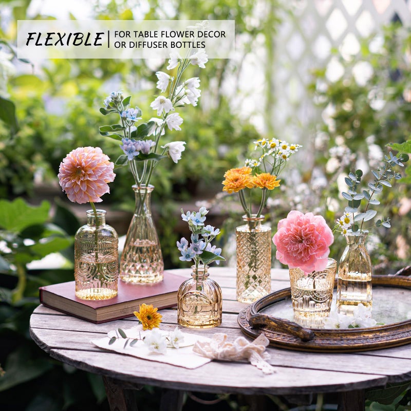 SUPMIND 24pcs Glass Bud Vase Set, Small Gold Amber Flower Vases for Centerpieces in Bulk, Mini Vintage Vase for Wedding, Home,Table Decoration - Image 2
