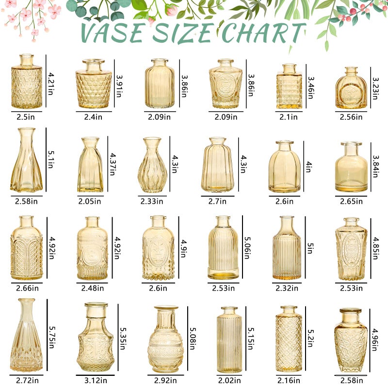 SUPMIND 24pcs Glass Bud Vase Set, Small Gold Amber Flower Vases for Centerpieces in Bulk, Mini Vintage Vase for Wedding, Home,Table Decoration - Image 3