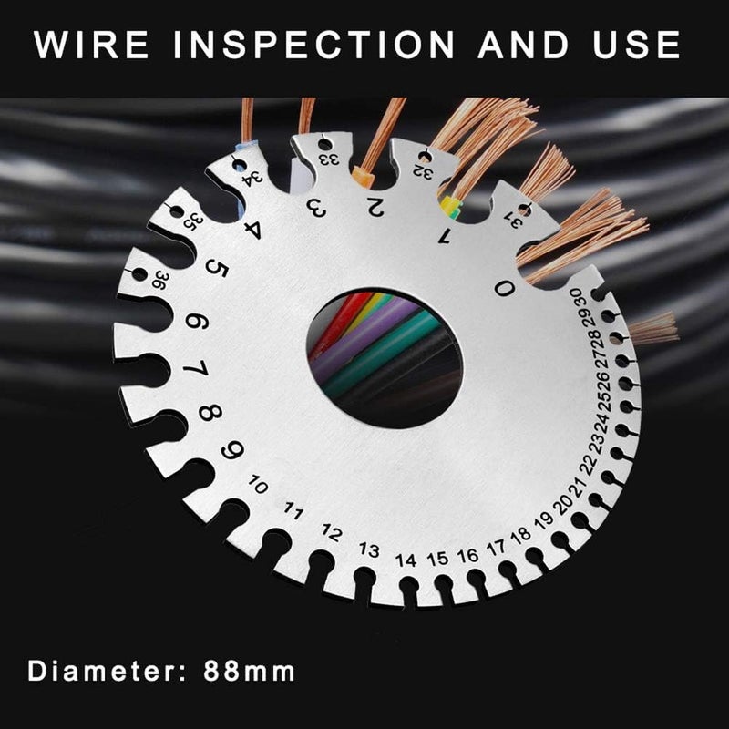 Stainless Steel Thickness Gauge and Wire Measuring Tool, for Metal Sheets and Welding 2 Pcs, Round Dual Sided Gauge and Thickness Ruler, for Iron Steel Leather and Wood, Sliver - Image 1