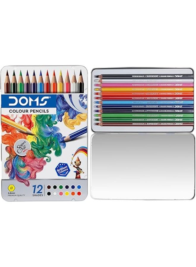 DOMS Colour Pencils 12 Shades | Super Soft | 3.8mm Core | Premium Quality | Export Pack - Image 2
