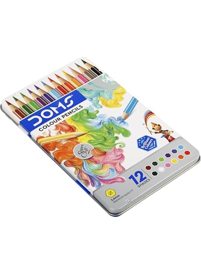 DOMS Colour Pencils 12 Shades | Super Soft | 3.8mm Core | Premium Quality | Export Pack - Image 3