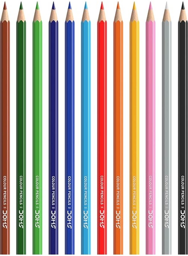 DOMS Colour Pencils 12 Shades | Super Soft | 3.8mm Core | Premium Quality | Export Pack - Image 5