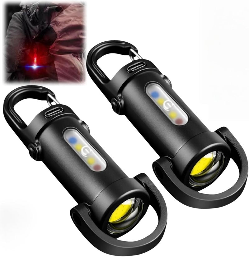 OKMINI 2Pcs Waterproof Rechargeable Keychain Flashlight - Compact Mini Torch with Carabiner Clip - Image 1