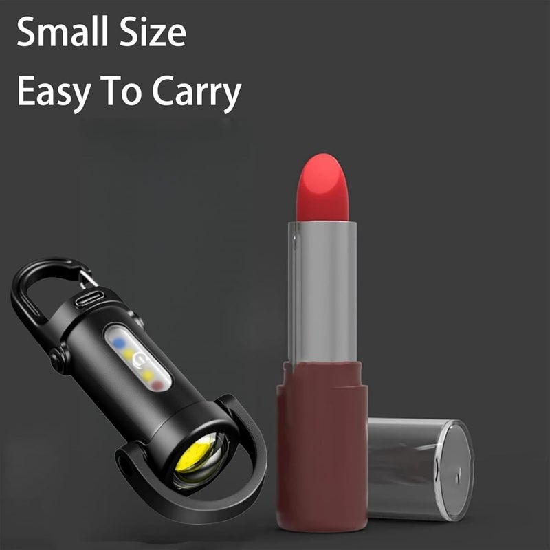 OKMINI 2Pcs Waterproof Rechargeable Keychain Flashlight - Compact Mini Torch with Carabiner Clip - Image 5