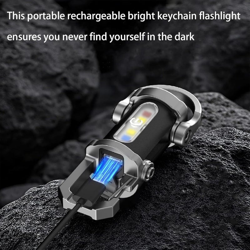OKMINI 2Pcs Waterproof Rechargeable Keychain Flashlight - Compact Mini Torch with Carabiner Clip - Image 4
