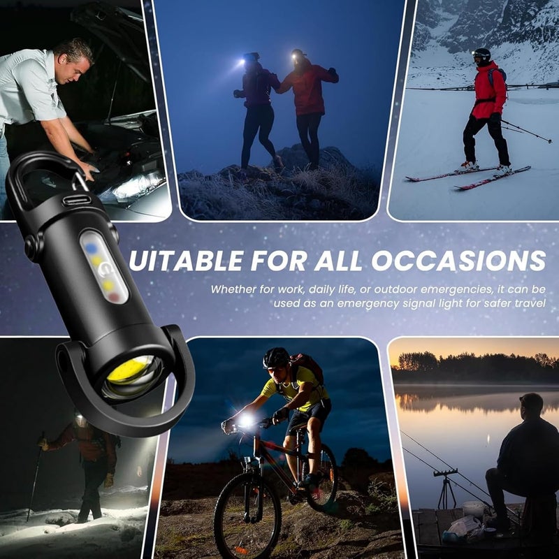 OKMINI 2Pcs Waterproof Rechargeable Keychain Flashlight - Compact Mini Torch with Carabiner Clip - Image 3