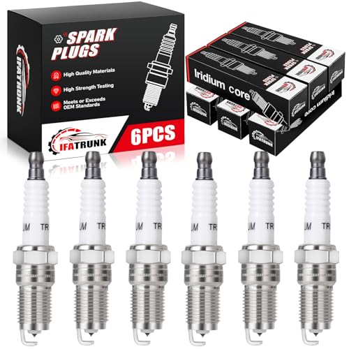 IFATRUNK Iridium Spark Plugs 6 Pack Compatible with Chevy Silverado Express Impala, Ford Escape Explorer Mustang, Buick Regal Century LeSabre, GMC, Cadillac, Pontiac, Mazda, 3.1L-4.3L, Replaces 7164, TR55IX - Image 1