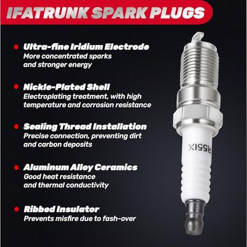IFATRUNK Iridium Spark Plugs 6 Pack Compatible with Chevy Silverado Express Impala, Ford Escape Explorer Mustang, Buick Regal Century LeSabre, GMC, Cadillac, Pontiac, Mazda, 3.1L-4.3L, Replaces 7164, TR55IX - Image 5