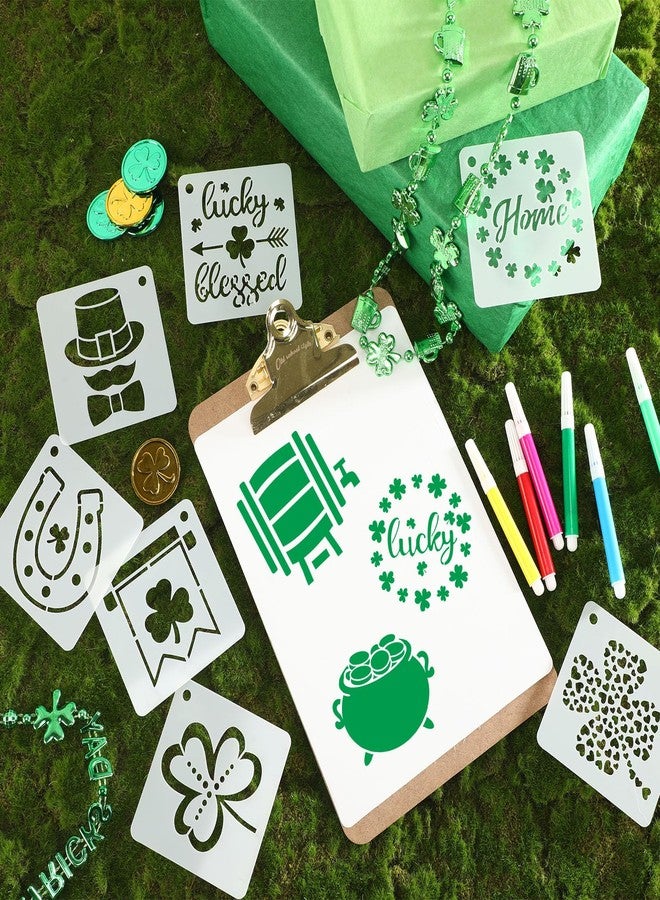AUGSHY St Patrick's Day Stencils, 56 Pack Clover Theme Templates Stencils for Painting on Wood Ornaments Wood Slice DIY Crafts Fabrics Window St Patrick's Day Party Home Decor (3 Inch) - Image 4