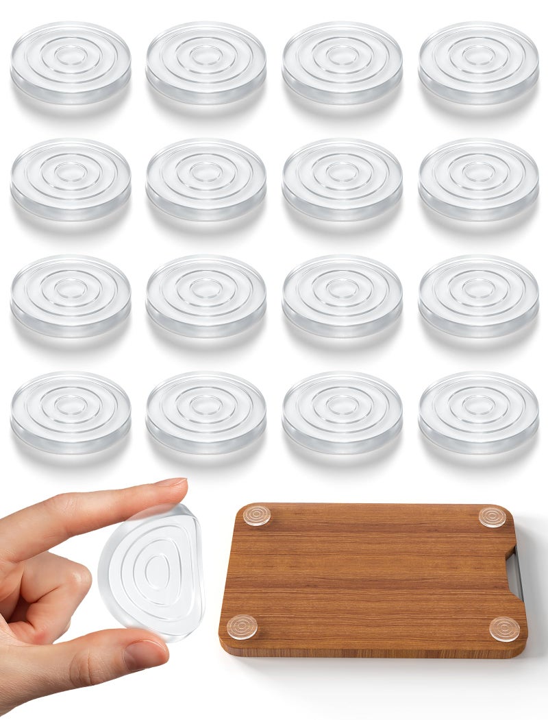 NiHome 16-Pack 1.6 Inch Round Non-Slip Cutting Board Feet, Self-Adhesive Silicone Pads, No Screws Needed, Reusable & Washable Gripper Pads for Trays, Furniture, Chairs - Image 1