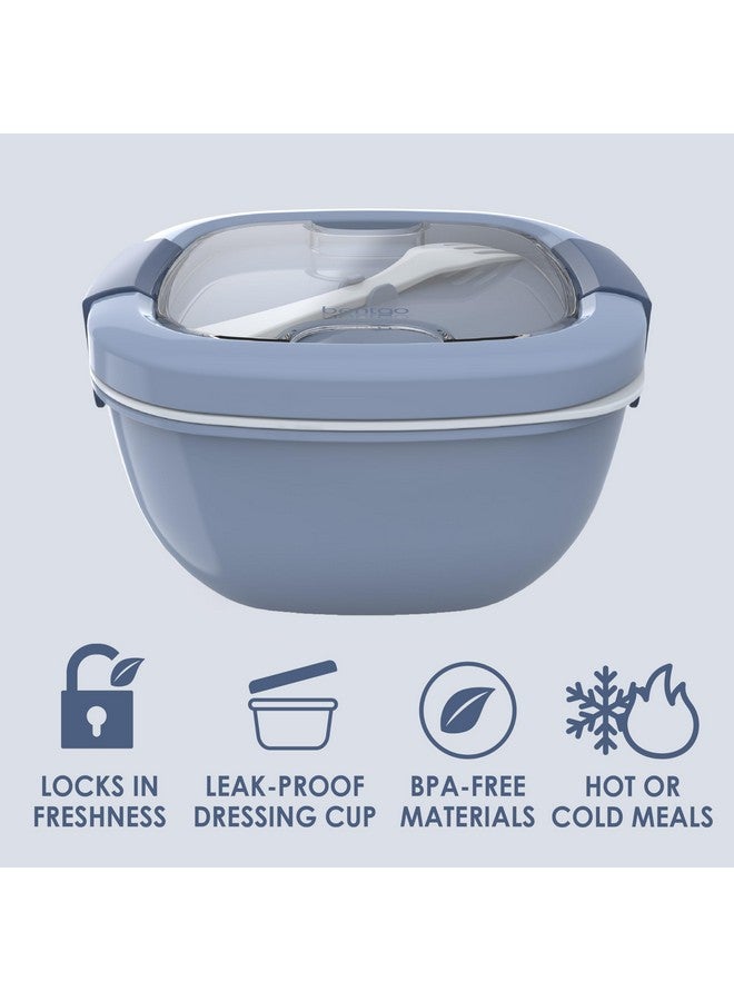 بنتجو وعاء سلطة بينتجو - وعاء سعة 54 أونصة مع صينية إضافات مقسمة إلى 4 أقسام، وحاوية صلصة مانعة للتسرب، وشوكة قابلة لإعادة الاستخدام، وصندوق غداء خالٍ من مادة BPA لتحضير الوجبات وتخزين الطعام؛ صينية بينتو قابلة للإزالة (رمادي) - Image 3