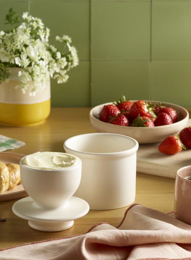 Butter Bell The Original Butter Bell crock by L Tremain, a Countertop French Ceramic Butter Dish Keeper for Spreadable Butter, Ivory Matte - Image 3
