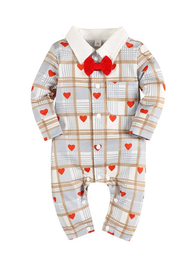 bilison Baby Boy Valentines Day Outfit Gentleman Bowtie Tuxedo Suit One Piece Romper Jumpsuit Overall Clothes Set - Image 1