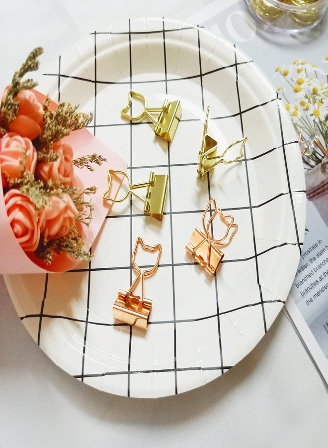 Supfoxer Cat Binder Clips 3/4-Inch Medium Rose Gold Paper Clips in Acrylic Crystal Box Apply to Invoice Bill Clip Decorative Paper Clips Notes Letter for Office Home School - Image 4